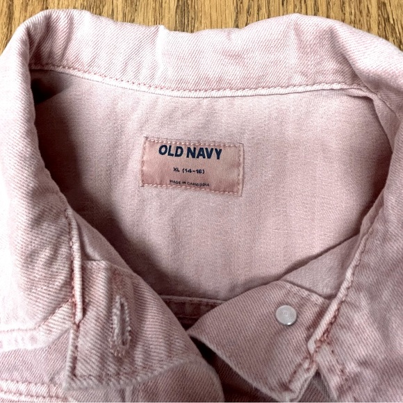 Old Navy junior XL size 14-16 pale pinkish denim, jean jacket waist length - Picture 3 of 4